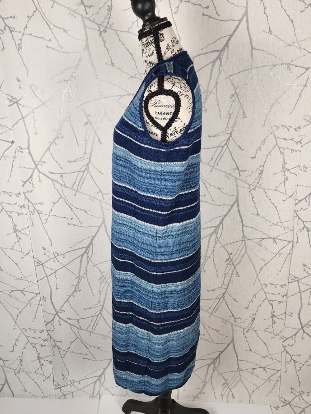 Lauren Ralph Lauren Blue Stripe Cotton Knit Midi Shift Dress - Picture 2 of 6